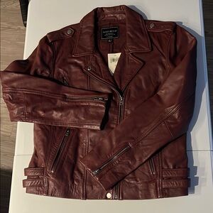 Lucky Brand Women's Deep Red Leather Jacket